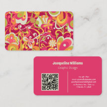 Tarjeta de presentación Pink Groovy 60s 70s Floral