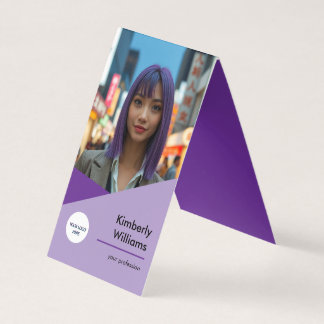 Visita Tarjeta de presentación plegada púrpura personaliz