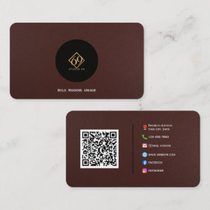 Visita Tarjeta de presentación premium de cuero marrón os