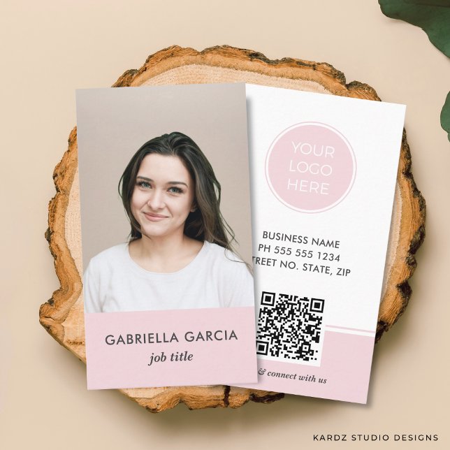 Visita Tarjeta de presentación profesional con código QR  (Front and back of the business card are shown in standard size. Choose size, corner + paper style.)