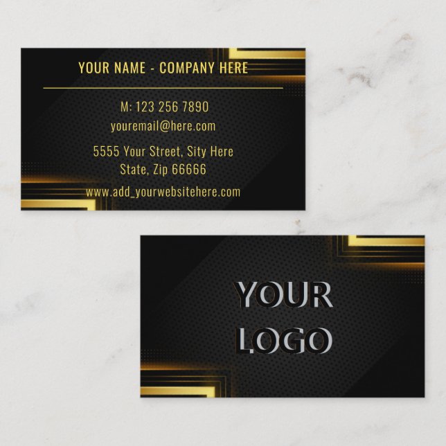 Visita Tarjeta de presentación profesional Gold Black con (Anverso / Reverso)