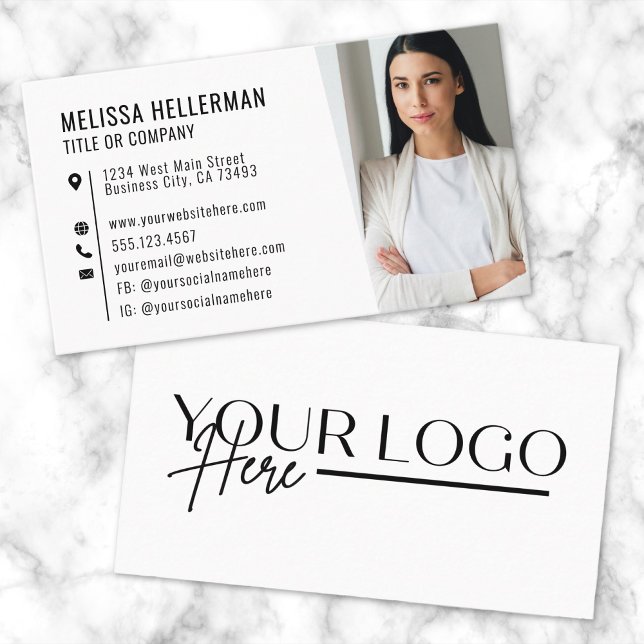 Visita Tarjeta de Presentación Profesional Simple con Fot (Professional Simple Photo Logo Business Card)
