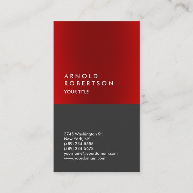 Visita Tarjeta de presentación profesional vertical roja (Anverso)