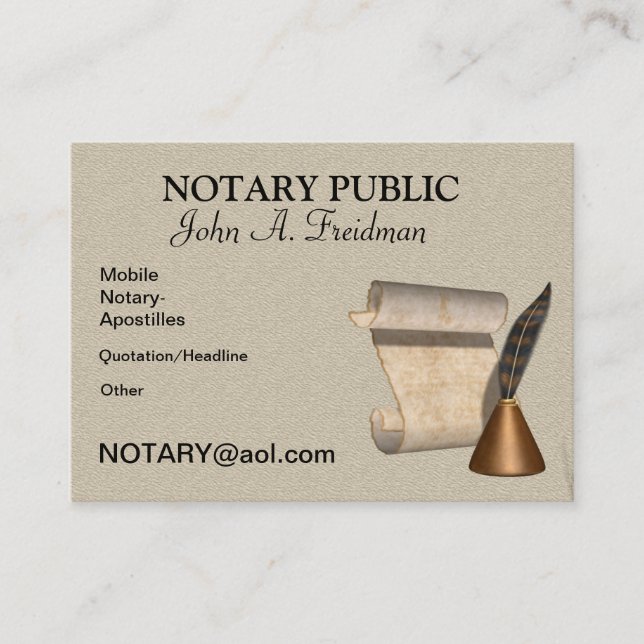 Visita Tarjeta de presentación pública de clase NOTARY (Anverso)