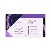 Tarjeta de presentación Purple Black Gold Marble D