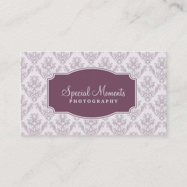 Visita Tarjeta de presentación Purple Damask (Anverso)