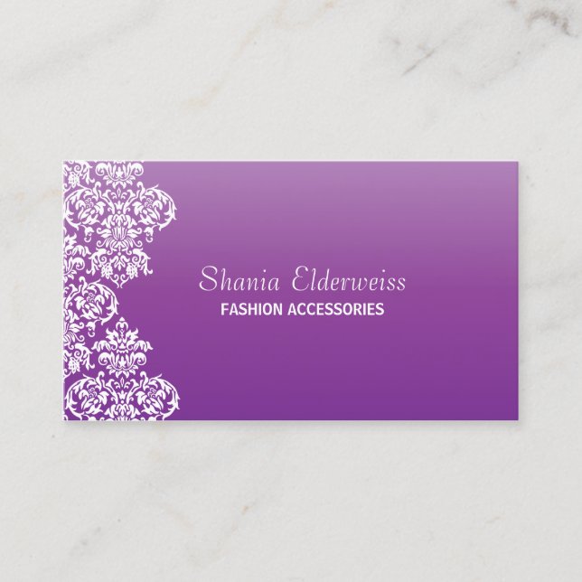 Visita Tarjeta de presentación Purple Damask (Anverso)