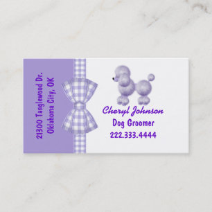 Visita Tarjeta de presentación Purple Poodle Dog Groomer