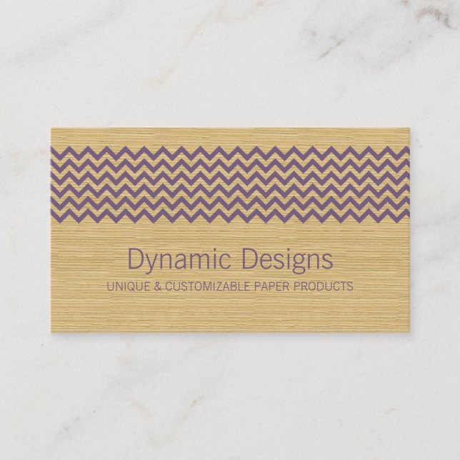 Visita Tarjeta de presentación Purple Rustic Chevron (Anverso)