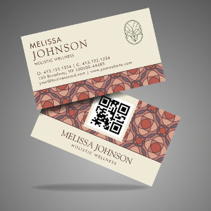 Visita Tarjeta de presentación QR de canela marsala geomé
