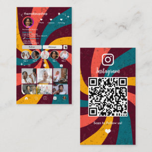 Visita Tarjeta de presentación QR de Instagram con rayos