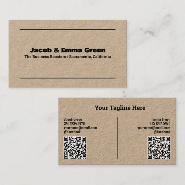 Visita Tarjeta de presentación QR Kraft (Anverso / Reverso)