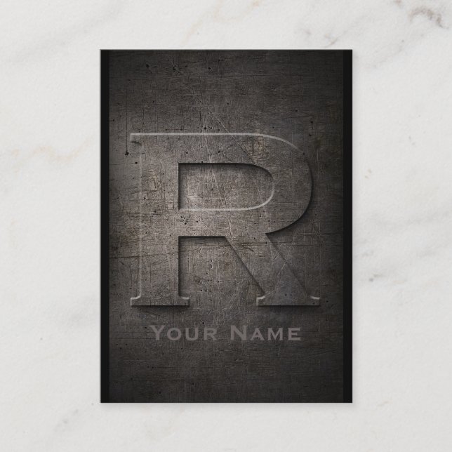 Visita Tarjeta de presentación R Monogramada Metalizado d (Anverso)