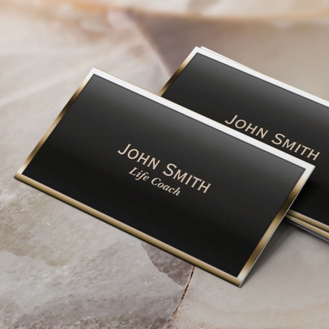 Visita Tarjeta de presentación Real Gold Border Life Coac (Subido por el creador)