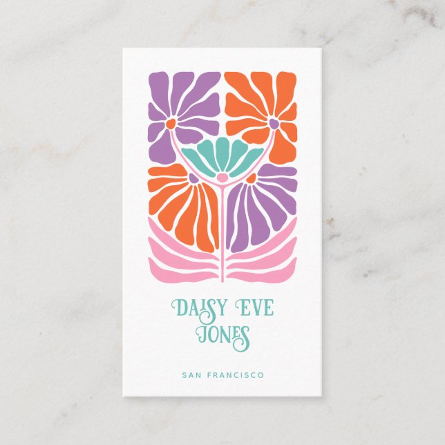 Visita Tarjeta de presentación Retro Floral 70 (Anverso)