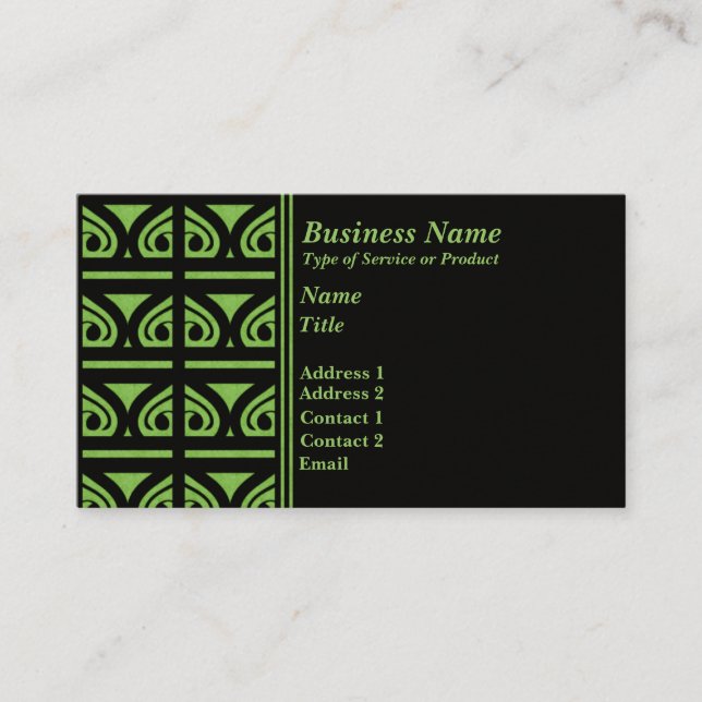 Visita Tarjeta de presentación Retro Tiles, Verde (Anverso)