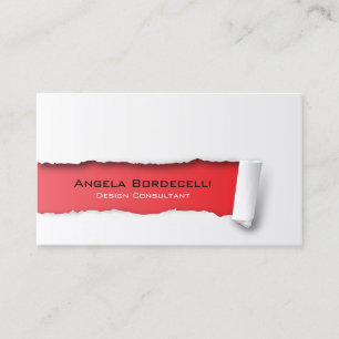 Visita Tarjeta de presentación roja de papel arrancado