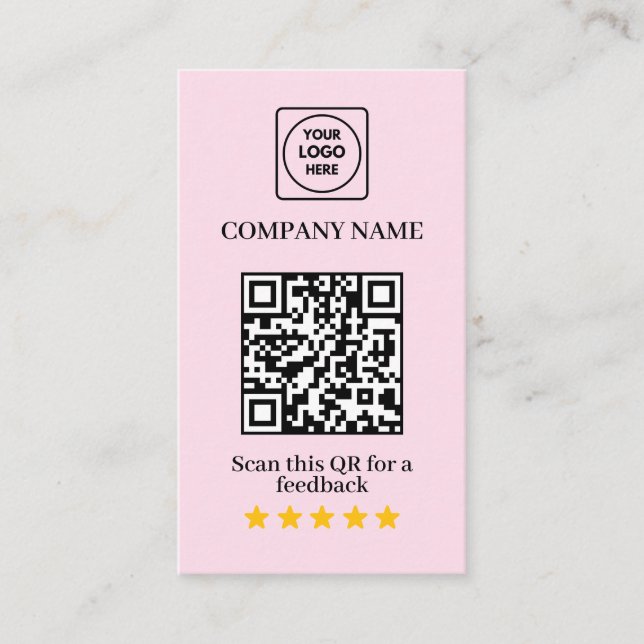 Visita Tarjeta de presentación rosa con código QR de rese (Anverso)