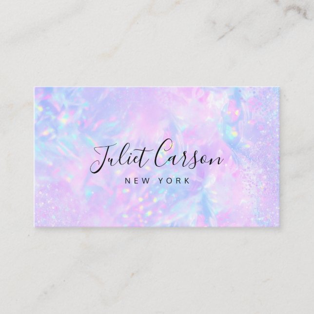 Visita Tarjeta de presentación rosa opal holográfica (Anverso)