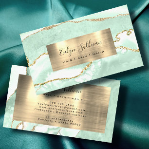 Visita Tarjeta de presentación Seafoam Green and Gold Aga
