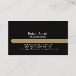 Visita Tarjeta de presentación simple Black Gold Stripe