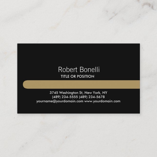 Visita Tarjeta de presentación simple Black Gold Stripe (Anverso)