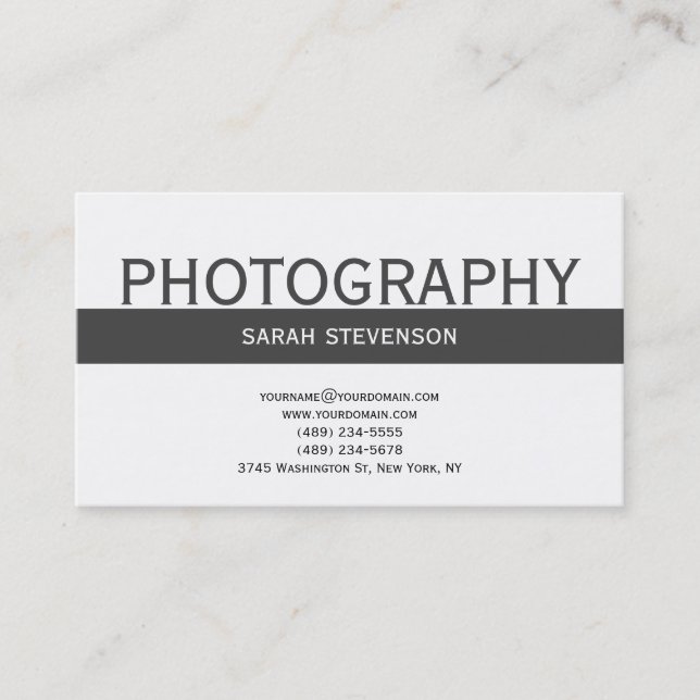 Visita Tarjeta de presentación simple de fotógrafo blanco (Anverso)