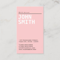 Tarjeta de presentación simple de óptica rosa simp