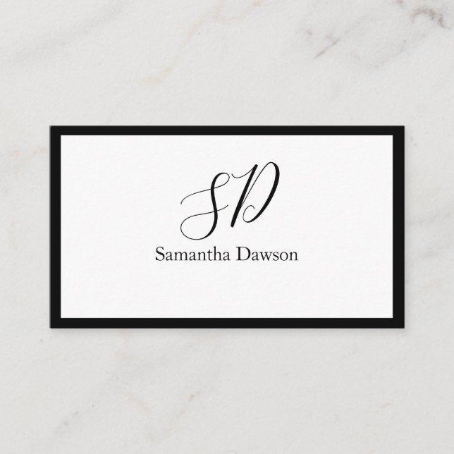 Visita Tarjeta de presentación Simple Elegant Initials  (Anverso)