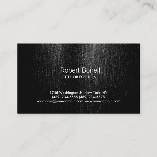 Visita Tarjeta de presentación simple en gris negro (Anverso)