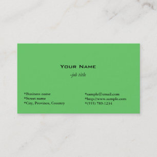 Visita tarjeta de presentación simple y verde.