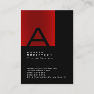 Visita Tarjeta de presentación Trendy Black Red Monogram 