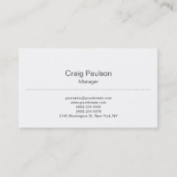 Tarjeta de presentación Trendy Plain Classical Whi
