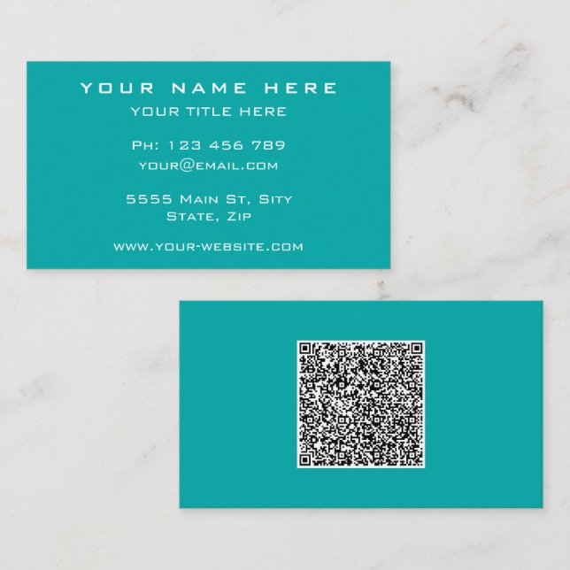 Visita Tarjeta de presentación turquesa personalizada con (Anverso / Reverso)