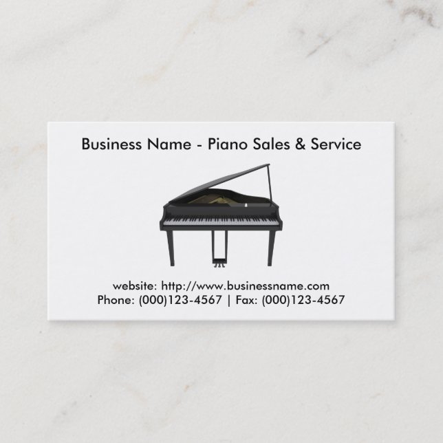 Visita Tarjeta de presentación: venta y servicio de piano (Anverso)