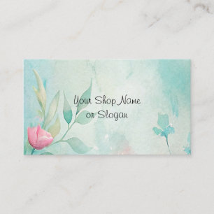 Visita Tarjeta de presentación verde azulada y rosa