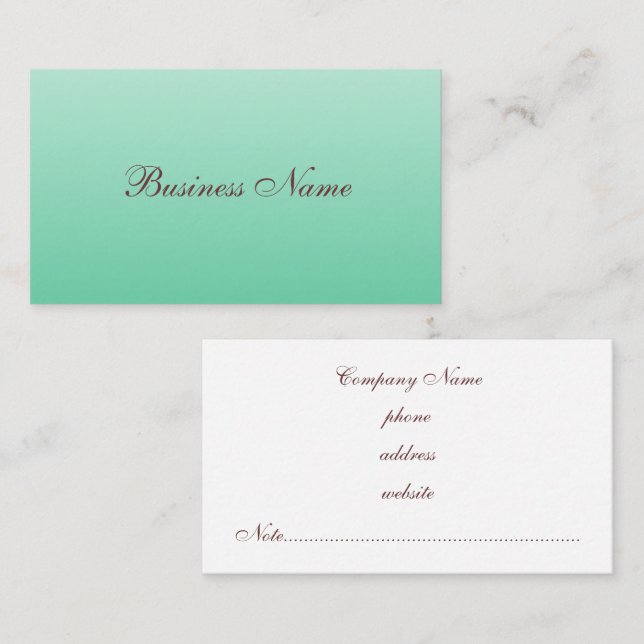 Visita Tarjeta de presentación verde menta profesional (Anverso / Reverso)