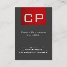 Visita Tarjeta de presentación vertical de Monograma rojo