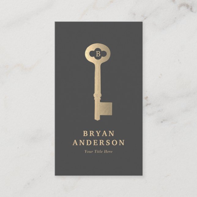 Visita Tarjeta de presentación Vintage Gold Key (Anverso)