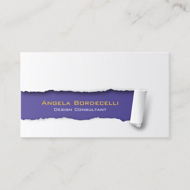 Visita Tarjeta de presentación violeta de papel arrancada (Anverso)