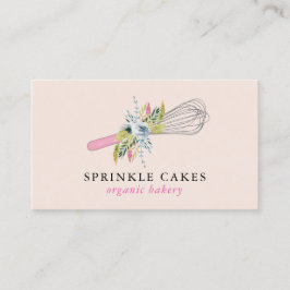 Visita Tarjeta de presentación Watercolor Floral Whisk Ba