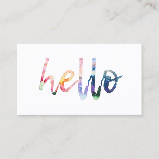 Visita Tarjeta de presentación Watercolor Hello (Anverso)