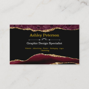 Visita Tarjeta de Purpurina Agate Burgundy & Gold Faux