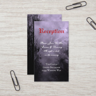 Visita Tarjeta de recepción editable Haunted Raven Purple