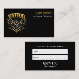 Visita Tarjeta de Recordatorio de Cita de Salón de Tatuaj