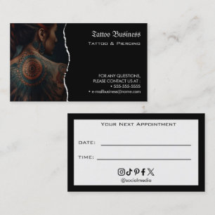 Visita Tarjeta de Recordatorio de Cita de Salón de Tatuaj