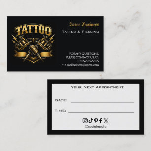 Visita Tarjeta de recordatorio de cita de salón de tatuaj