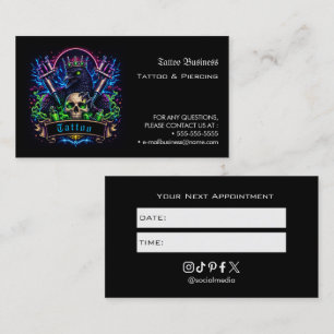 Visita Tarjeta de recordatorio de cita de salón de tatuaj
