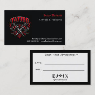Visita Tarjeta de Recordatorio de Cita de Salón de Tatuaj