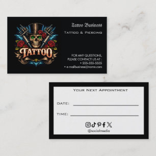 Visita Tarjeta de Recordatorio de Cita de Salón de Tatuaj